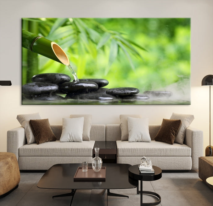 Bamboo Spiritual Japanese Wall Art Large Canvas Print Yoga Decor