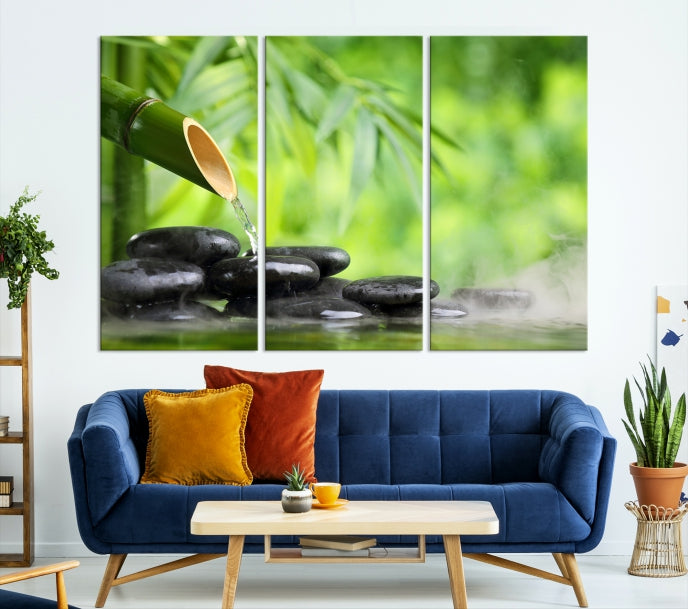 Bamboo Spiritual Japanese Wall Art Large Canvas Print Yoga Decor