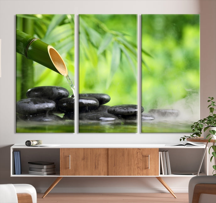 Bamboo Spiritual Japanese Wall Art Large Canvas Print Yoga Decor