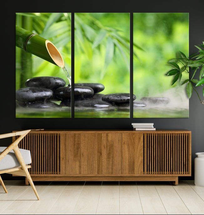 Bamboo Spiritual Japanese Wall Art Large Canvas Print Yoga Decor