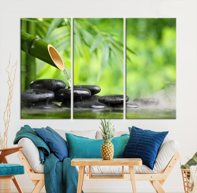 Bamboo Spiritual Japanese Wall Art Large Canvas Print Yoga Decor