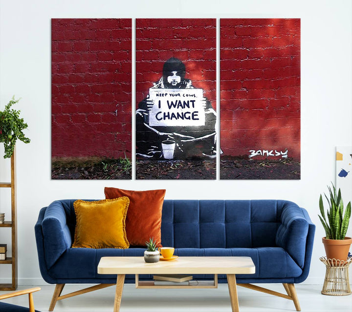 Banksy I Want to Change Graffiti Abstract Wall Art Canvas Print