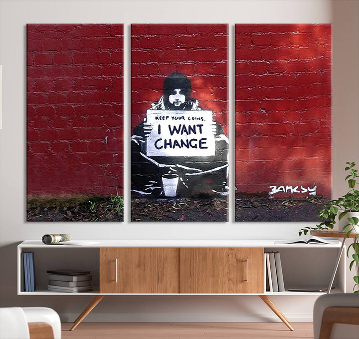 Banksy I Want to Change Graffiti Abstract Wall Art Canvas Print