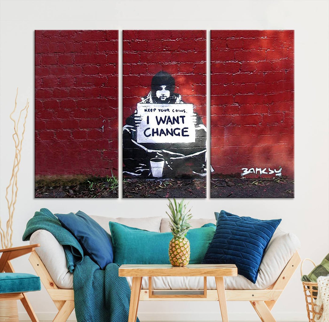 Banksy I Want to Change Graffiti Abstract Wall Art Canvas Print