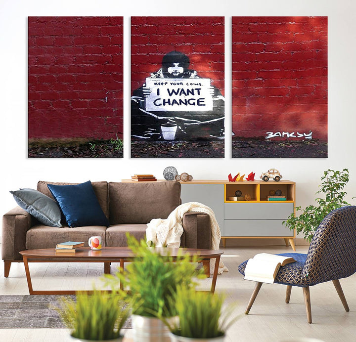 Banksy I Want to Change Graffiti Abstract Wall Art Canvas Print