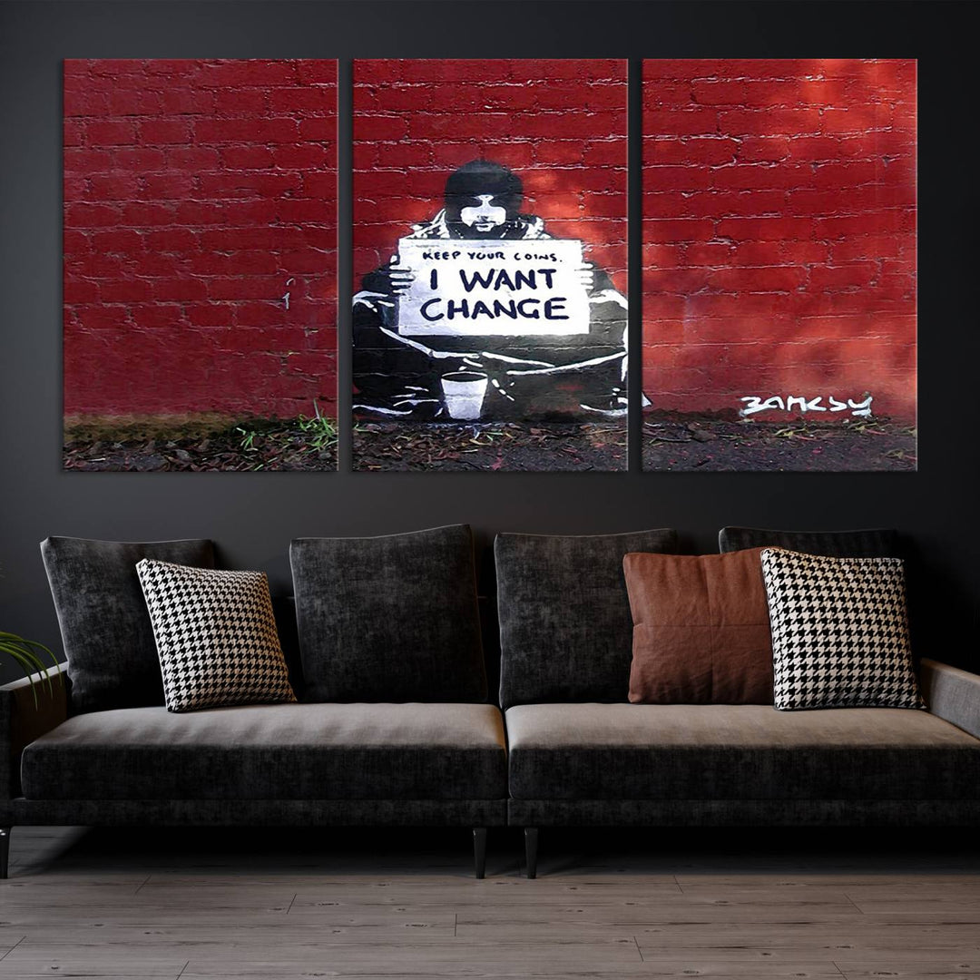 Banksy I Want to Change Graffiti Abstract Wall Art Canvas Print