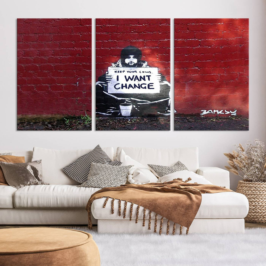 Banksy I Want to Change Graffiti Abstract Wall Art Canvas Print