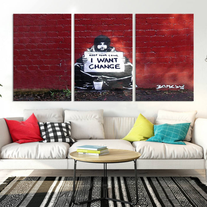 Banksy I Want to Change Graffiti Abstract Wall Art Canvas Print