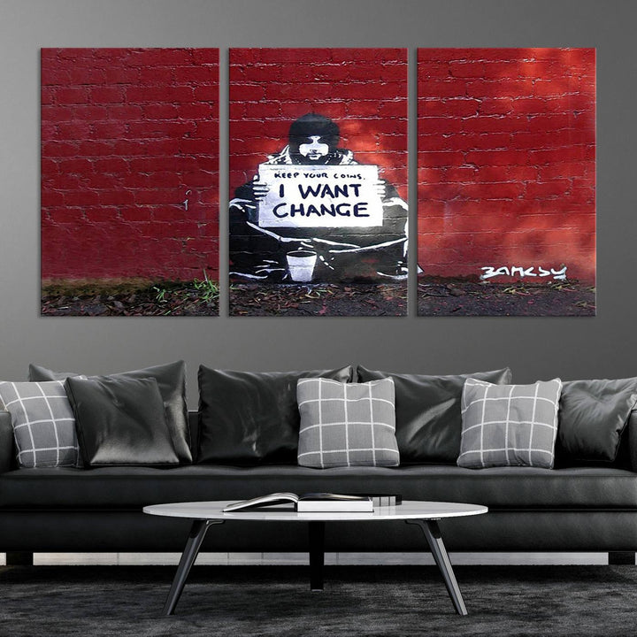 Banksy I Want to Change Graffiti Abstract Wall Art Canvas Print