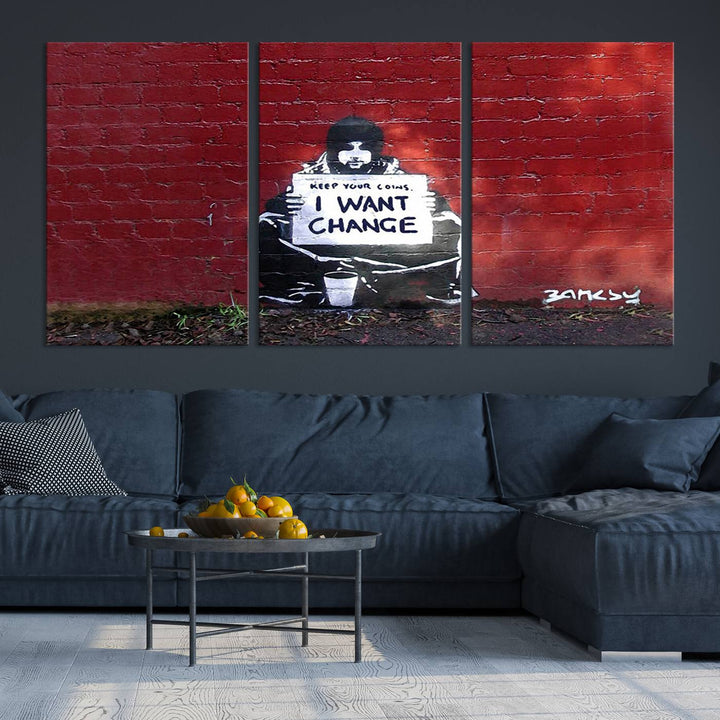 Banksy I Want to Change Graffiti Abstract Wall Art Canvas Print