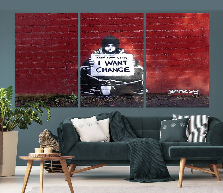 Banksy I Want to Change Graffiti Abstract Wall Art Canvas Print