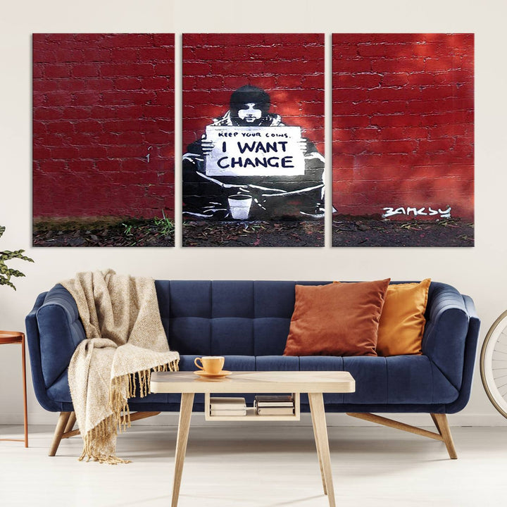 Banksy I Want to Change Graffiti Abstract Wall Art Canvas Print