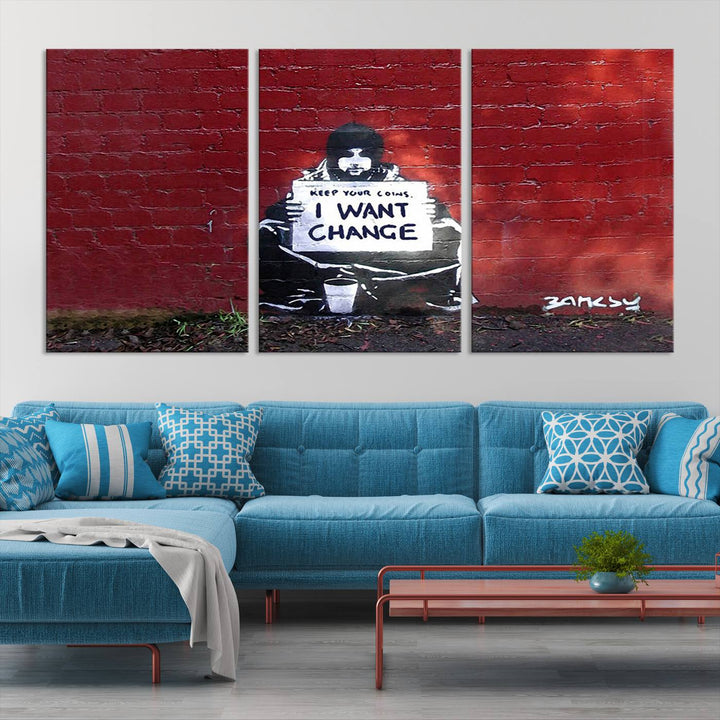 Banksy I Want to Change Graffiti Abstract Wall Art Canvas Print