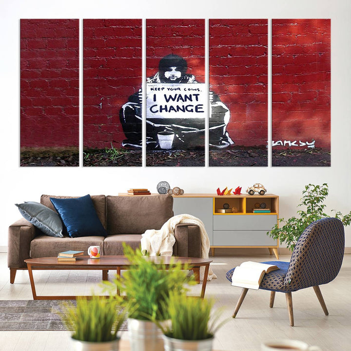 Banksy I Want to Change Graffiti Abstract Wall Art Canvas Print