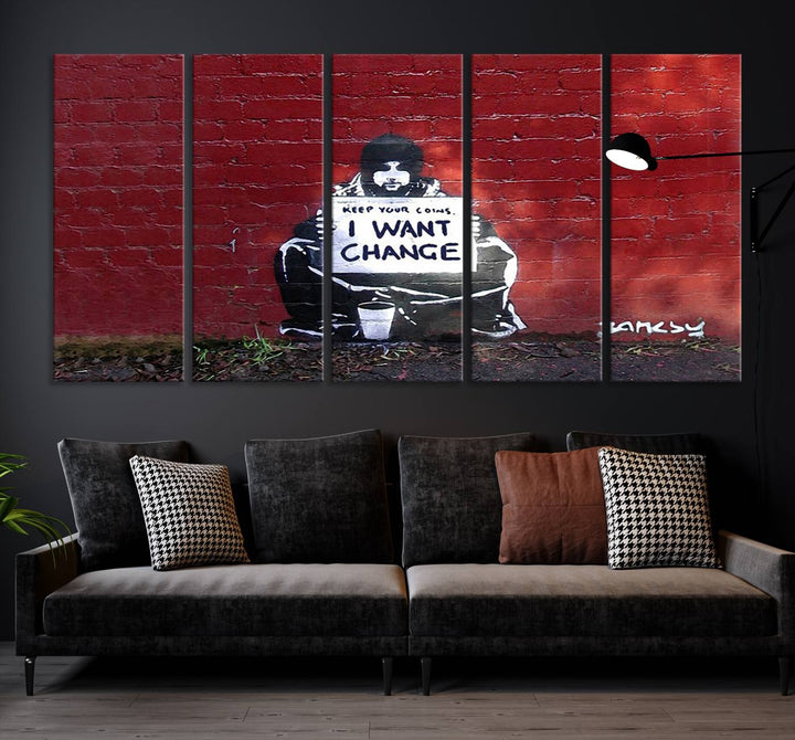 Banksy I Want to Change Graffiti Abstract Wall Art Canvas Print