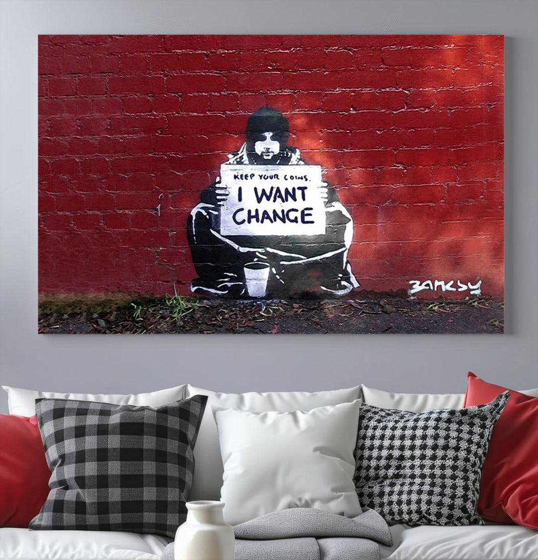 Banksy I Want to Change Graffiti Abstract Wall Art Canvas Print