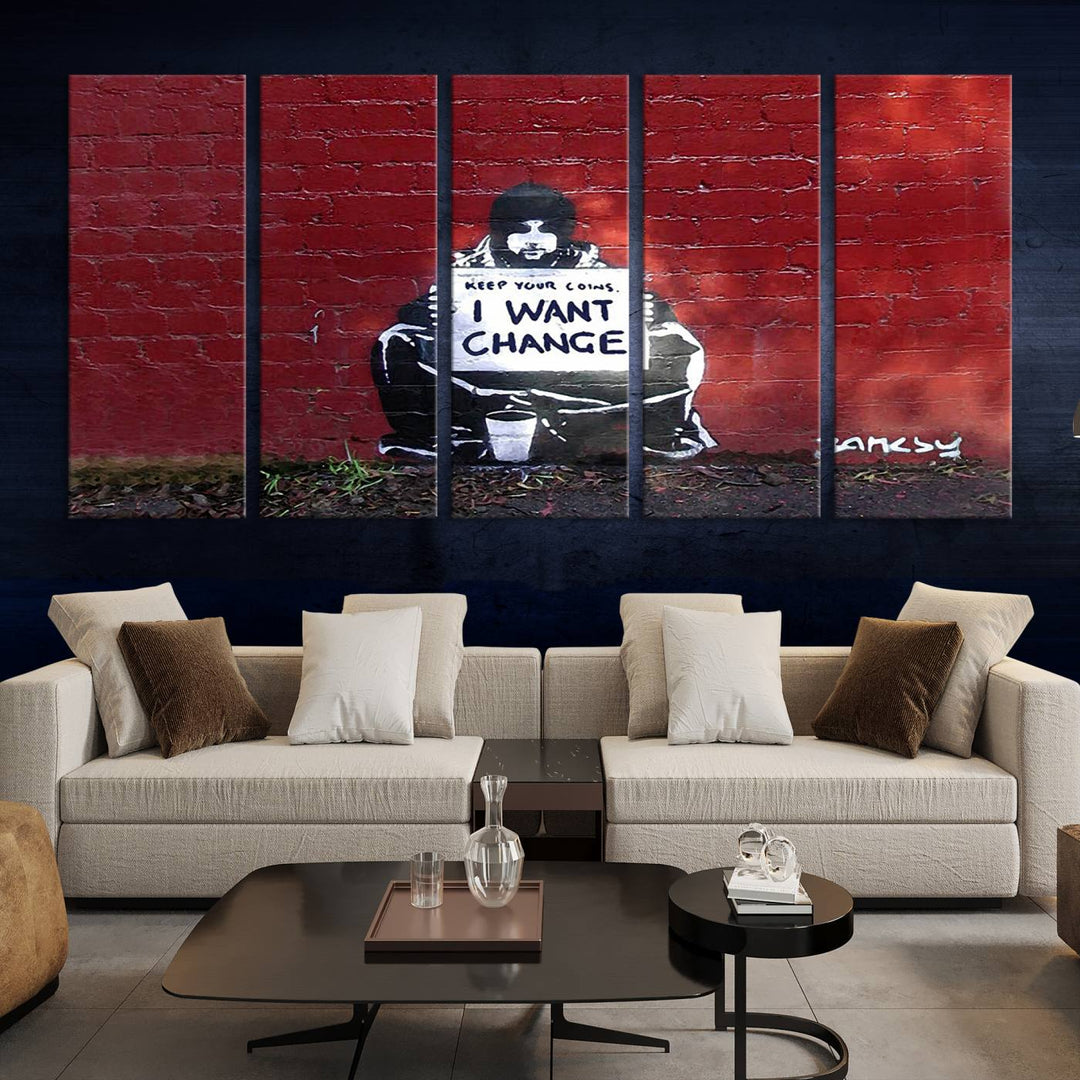 Banksy I Want to Change Graffiti Abstract Wall Art Canvas Print