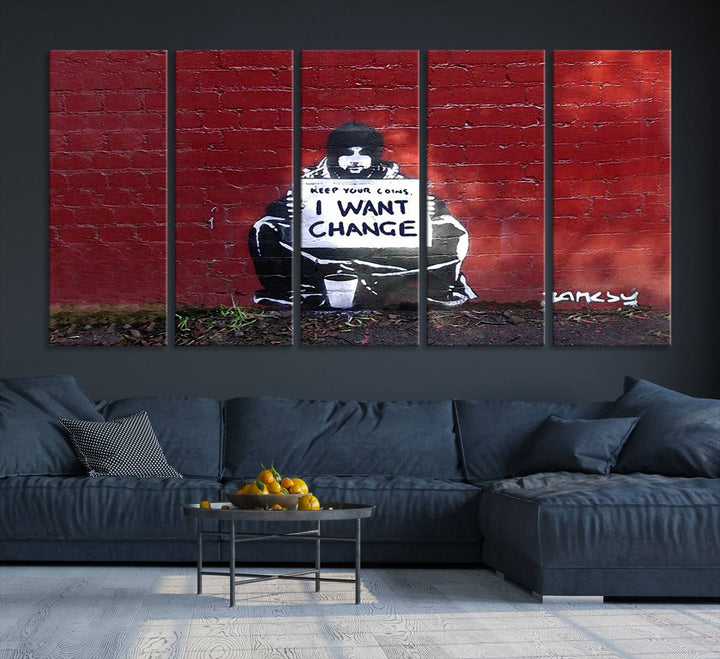 Banksy I Want to Change Graffiti Abstract Wall Art Canvas Print