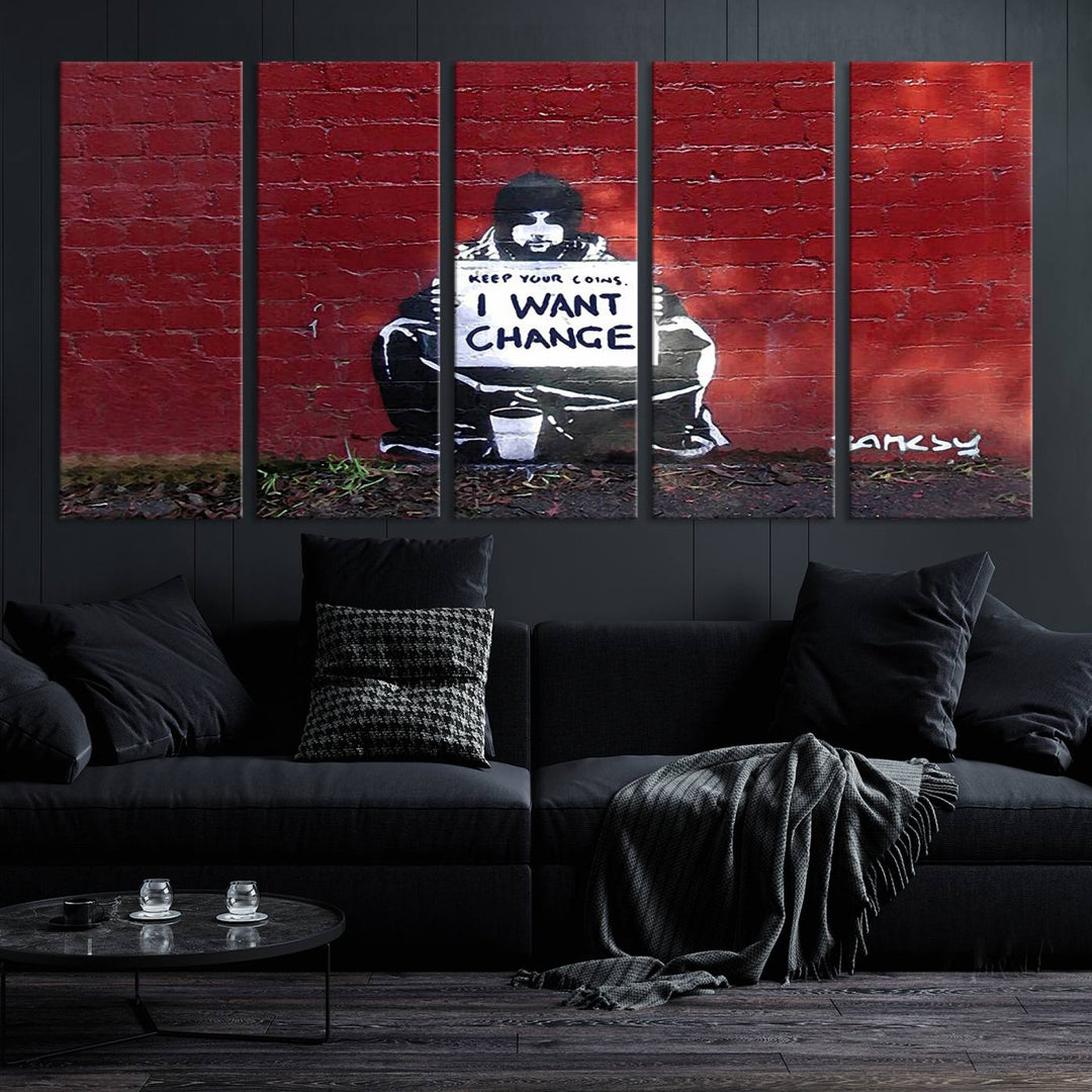 Banksy I Want to Change Graffiti Abstract Wall Art Canvas Print