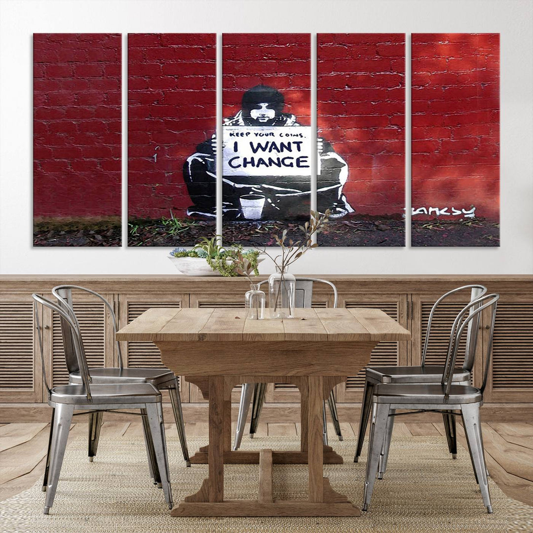 Banksy I Want to Change Graffiti Abstract Wall Art Canvas Print