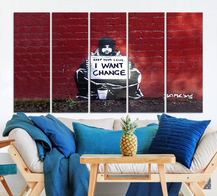 Banksy I Want to Change Graffiti Abstract Wall Art Canvas Print