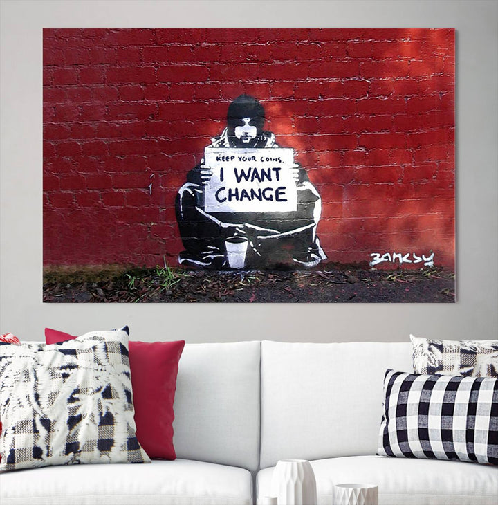 Banksy I Want to Change Graffiti Abstract Wall Art Canvas Print