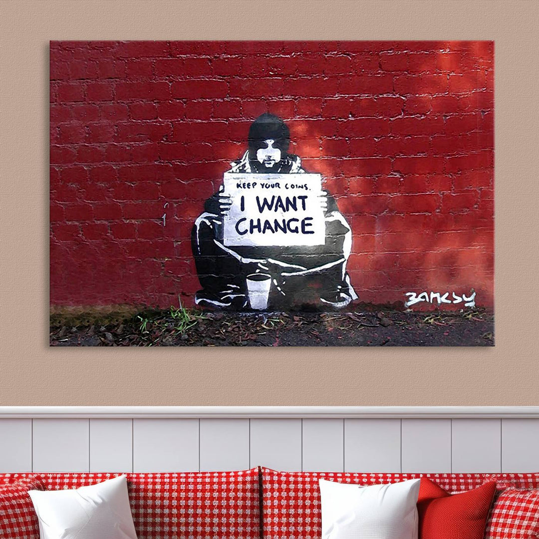 Banksy I Want to Change Graffiti Abstract Wall Art Canvas Print