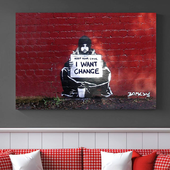 Banksy I Want to Change Graffiti Abstract Wall Art Canvas Print