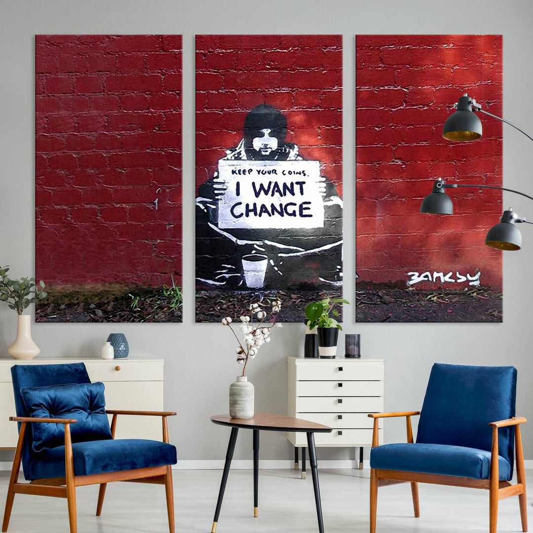 Banksy I Want to Change Graffiti Abstract Wall Art Canvas Print