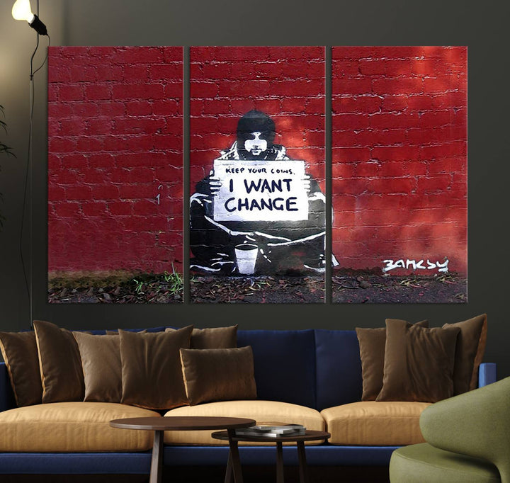 Banksy I Want to Change Graffiti Abstract Wall Art Canvas Print