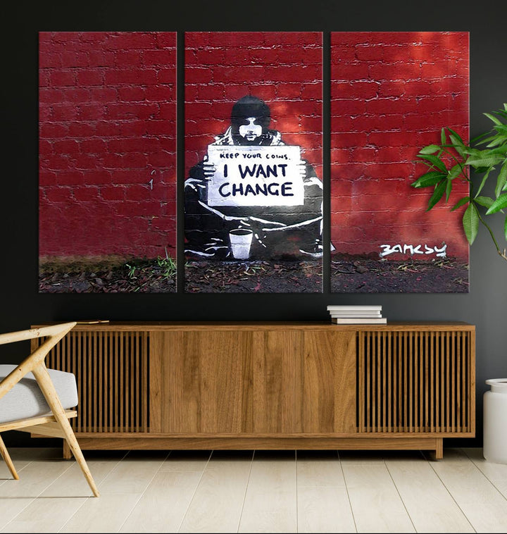 Banksy I Want to Change Graffiti Abstract Wall Art Canvas Print