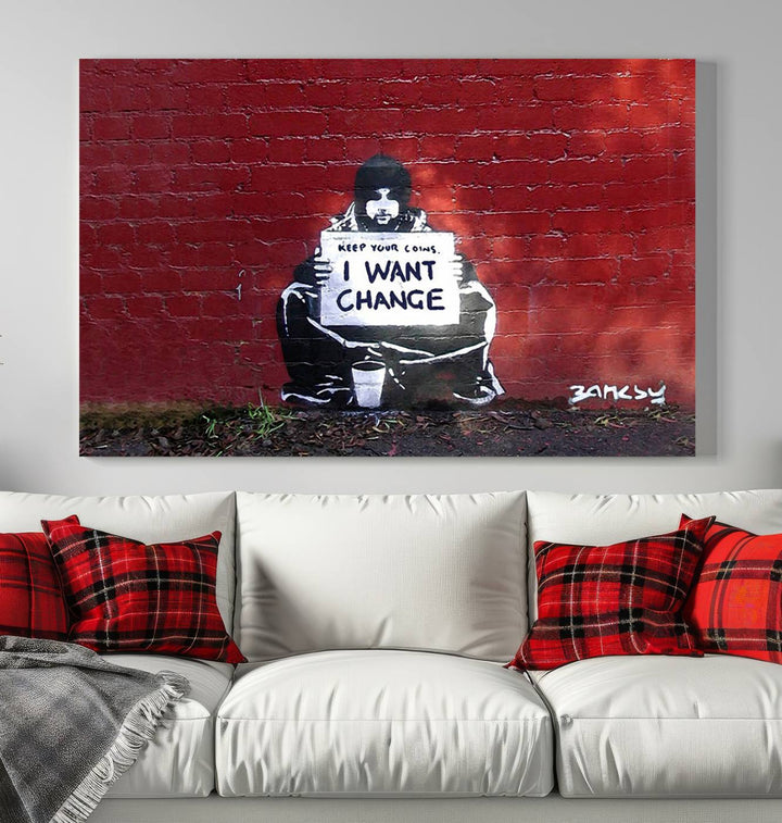 Banksy I Want to Change Graffiti Abstract Wall Art Canvas Print