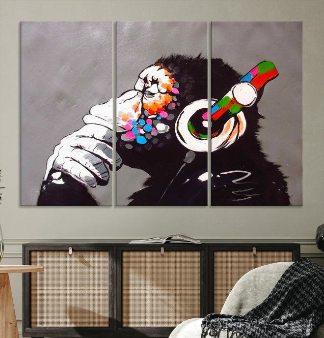 Banksy Wall Art Monkey Print Street Graffiti Large Canvas Art