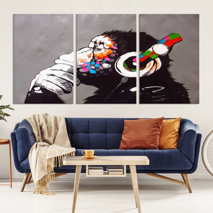 Banksy Wall Art Monkey Print Street Graffiti Large Canvas Art