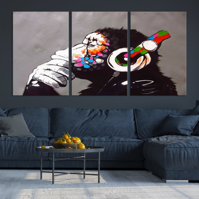 Banksy Wall Art Monkey Print Street Graffiti Large Canvas Art