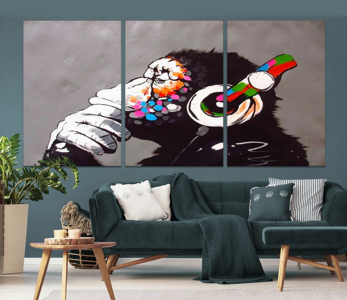 Banksy Wall Art Monkey Print Street Graffiti Large Canvas Art