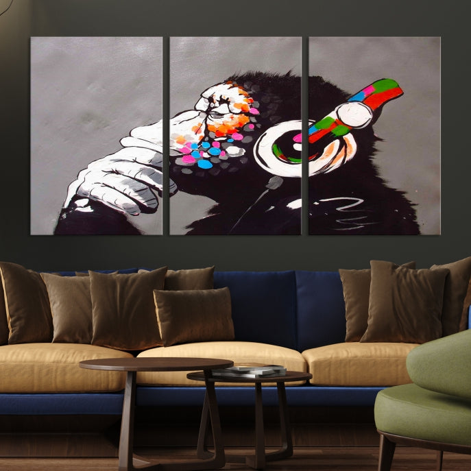 Banksy Wall Art Monkey Print Street Graffiti Large Canvas Art