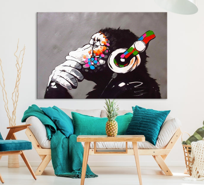 Banksy Wall Art Monkey Print Street Graffiti Large Canvas Art