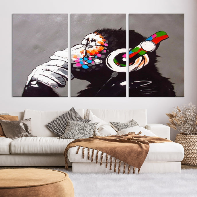 Banksy Wall Art Monkey Print Street Graffiti Large Canvas Art