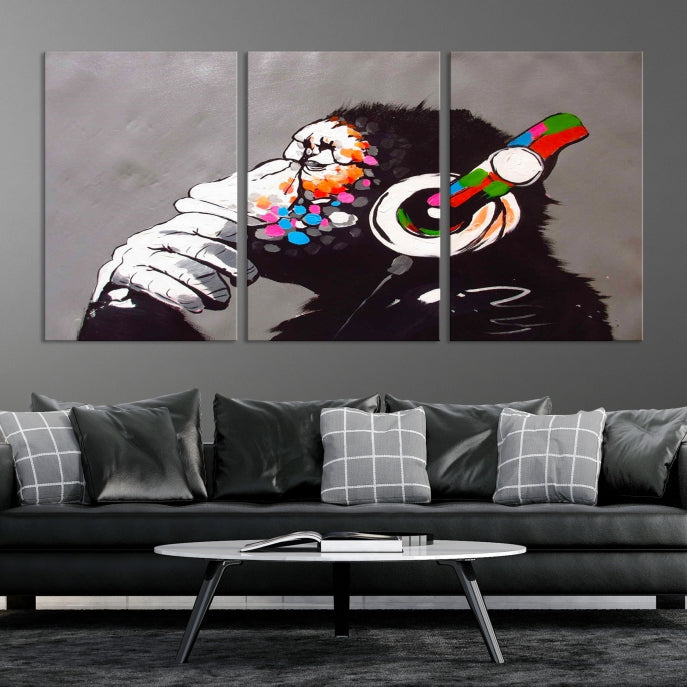 Banksy Wall Art Monkey Print Street Graffiti Large Canvas Art