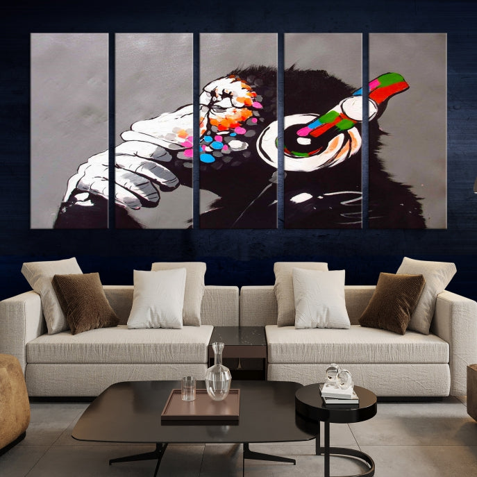 Banksy Wall Art Monkey Print Street Graffiti Large Canvas Art