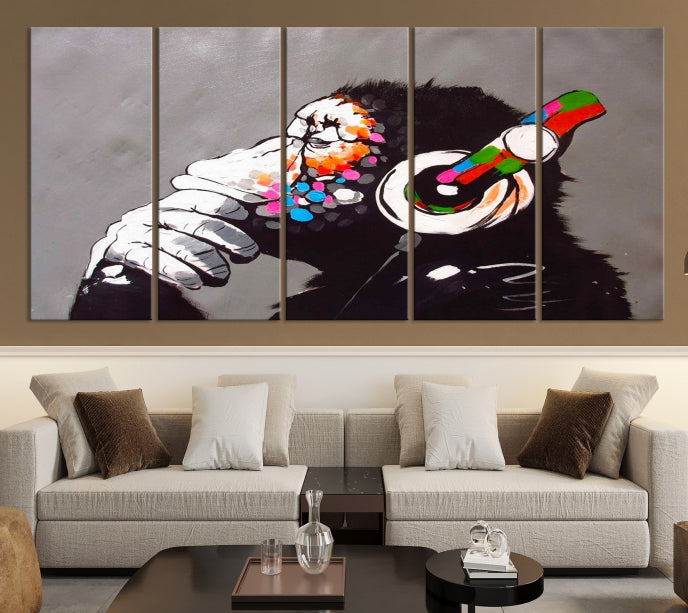 Banksy Wall Art Monkey Print Street Graffiti Large Canvas Art