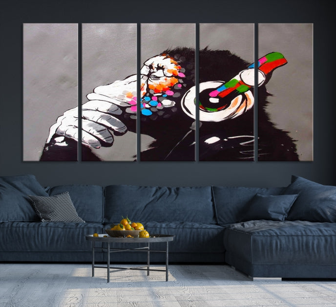 Banksy Wall Art Monkey Print Street Graffiti Large Canvas Art