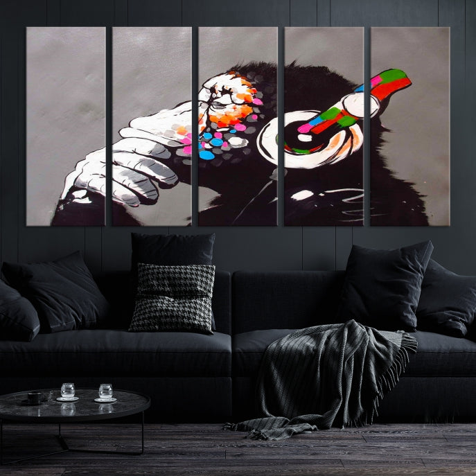 Banksy Wall Art Monkey Print Street Graffiti Large Canvas Art