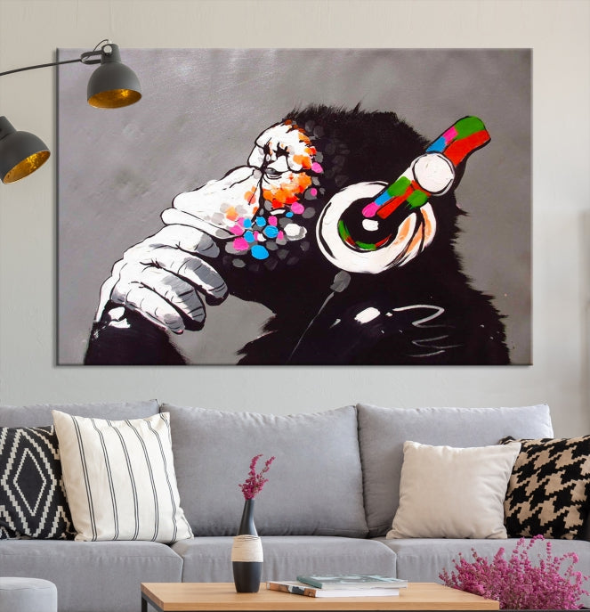 Banksy Wall Art Monkey Print Street Graffiti Large Canvas Art