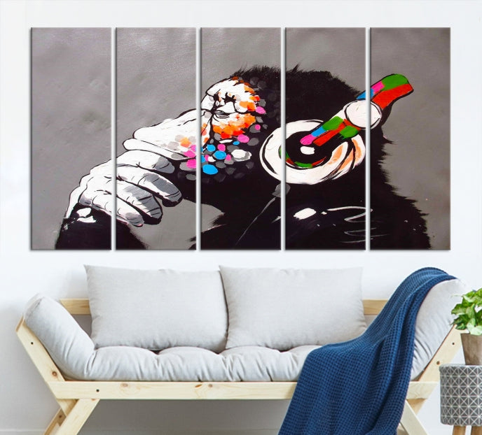 Banksy Wall Art Monkey Print Street Graffiti Large Canvas Art