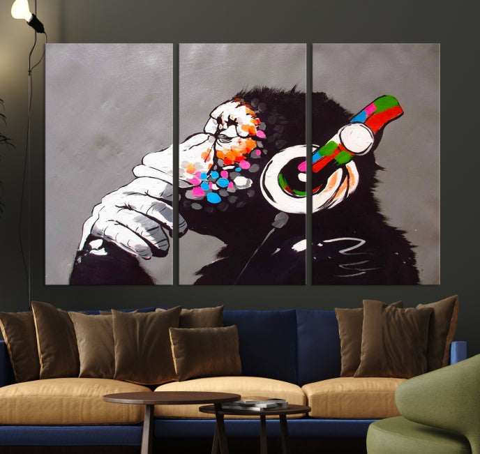 Banksy Wall Art Monkey Print Street Graffiti Large Canvas Art