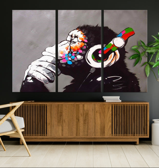 Banksy Wall Art Monkey Print Street Graffiti Large Canvas Art