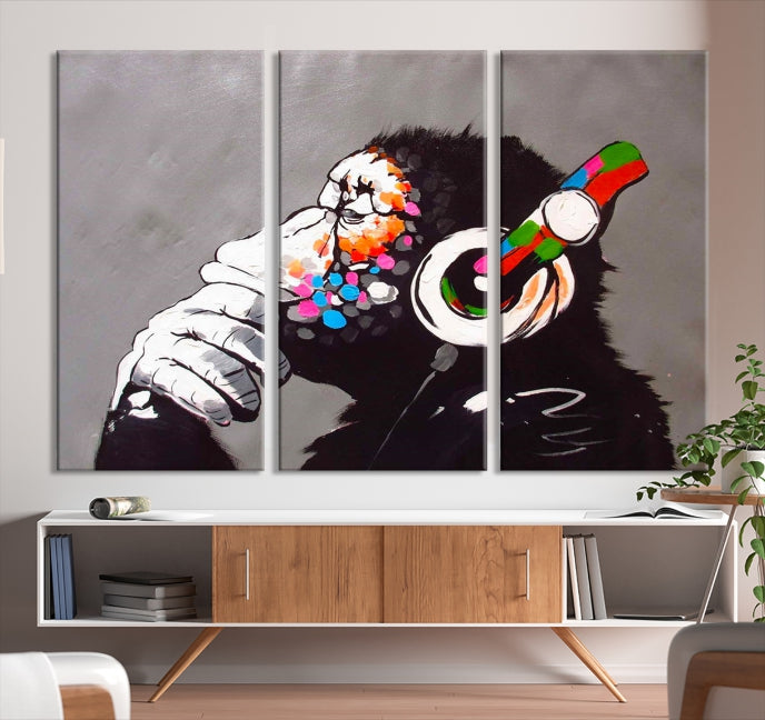 Banksy Wall Art Monkey Print Street Graffiti Large Canvas Art