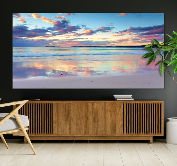 Beach and Sunset Blue Sky Large Wall Art Canvas Print